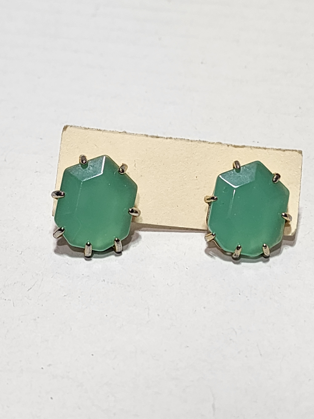 Kendra Scott Morgan Stud Earrings Chalcedony Green with Gold Frames Retired